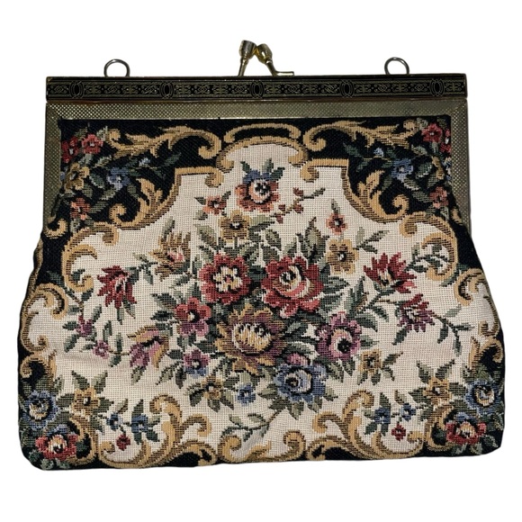 Vintage 1950’s Floral Petite-Point Snap Clutch Tapestry Embroidery Pattern Metal - Picture 14 of 14